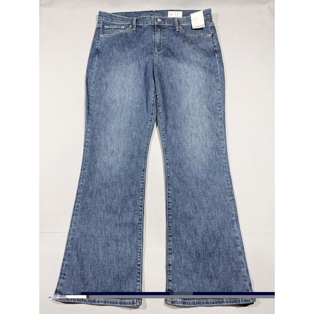 NWT Gap Baby Boot Mid Rise Blue Jeans Sz 18 34 R Dark Denim Stretch Womens